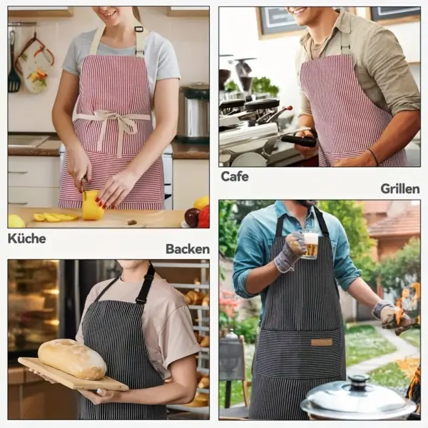 Adjustable Black and White Striped Apron - Image 4