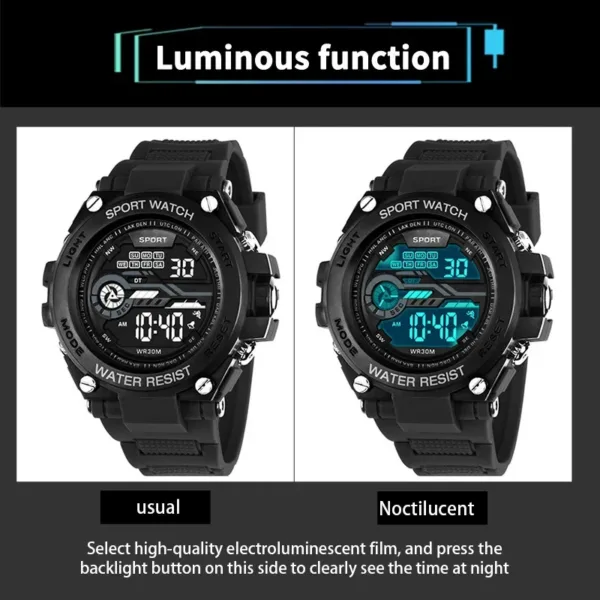 YIKAZE Men's Digital Sports Watch 51mm Waterproof - Image 5