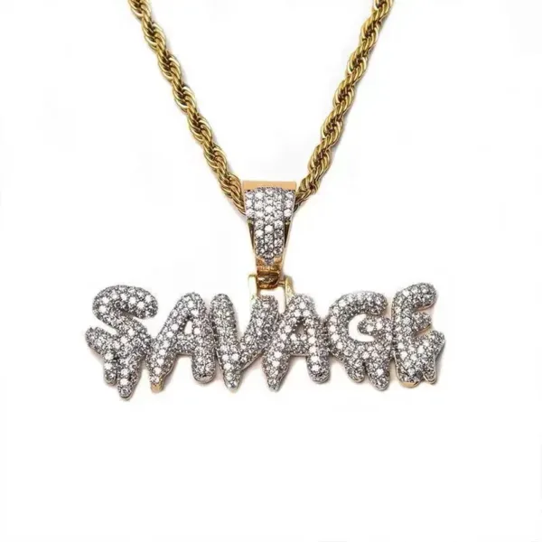 Iced Out Letter Pendant Necklace for Men - Image 6