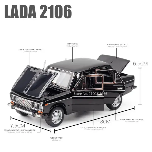 1:24 LADA 2106 Alloy Model with Sound and Light - Image 3