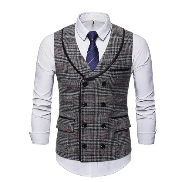 Men's Double Breasted V-neck Wedding Vest - Image 7