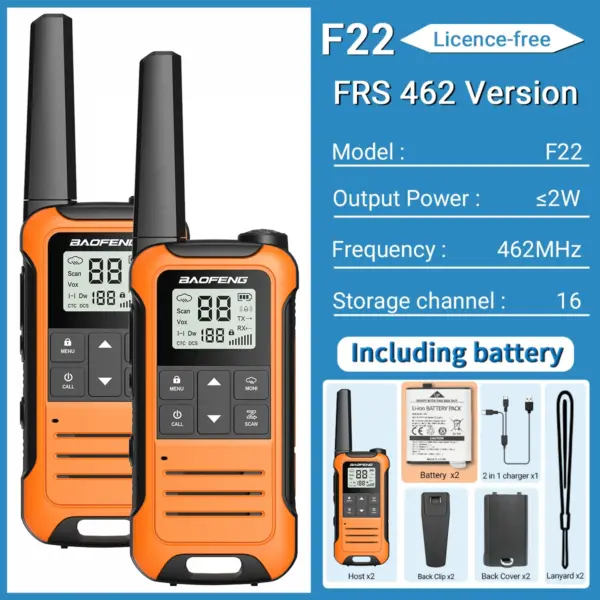 2pcs Baofeng F22 Long Range Walkie Talkies - Image 14