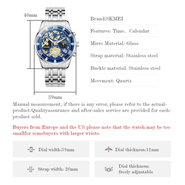 Luxury Quartz Men's Watch with Calendar Feature - Image 6