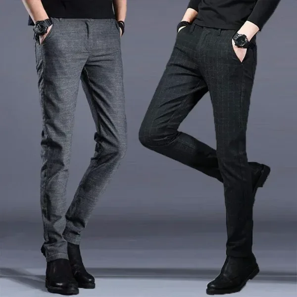 Men's Slim Fit Plaid Dress Pants - Image 5