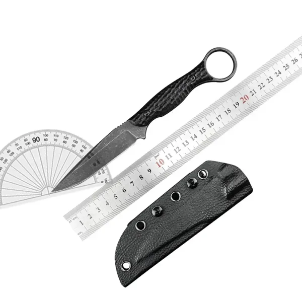 Black Portable Fixed Blade Knife with Sheath - Image 6