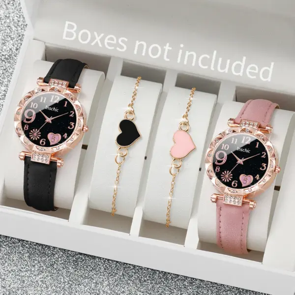 4PCS Women's Watches and Bracelet Set