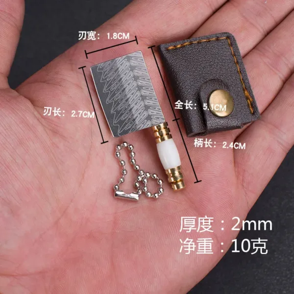 Mini Folding Damascus Design Keychain Knife - Image 6