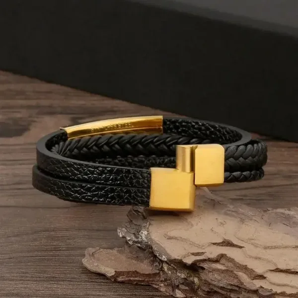 Men's Hand-Woven Leather Charm Bracelet - Image 5