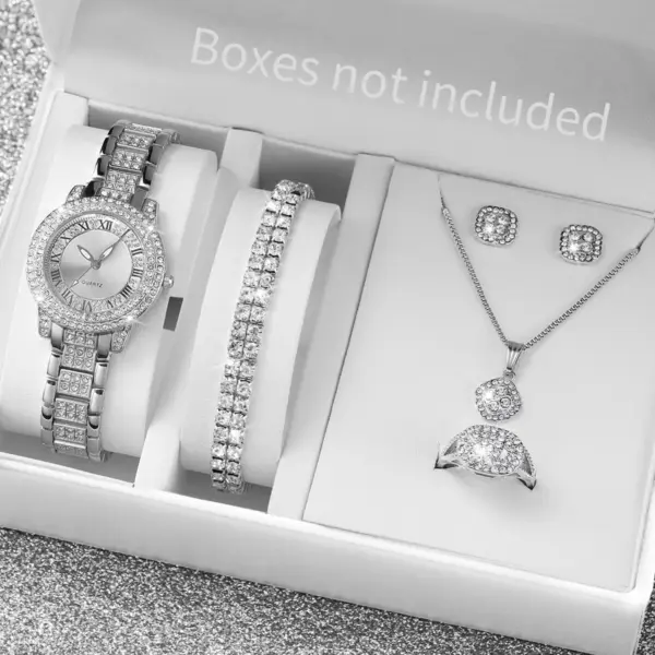 6PC Women's Rhinestone Quartz Watch Set - Image 2