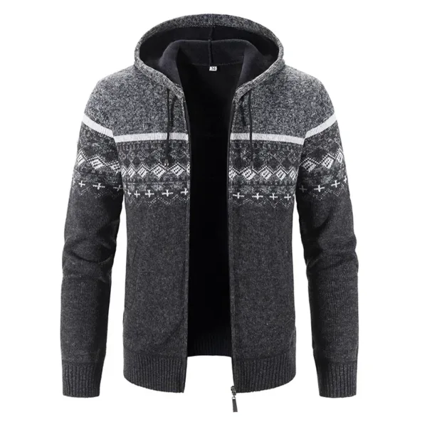 Men's Winter Hooded Zipper Jacket Sweater - Image 7