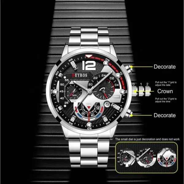 Luxury Stainless Steel Quartz Men's Watch - Image 2