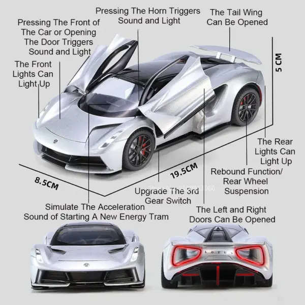 Lotus Evija 1:24 Alloy Model Car with Lights - Image 5