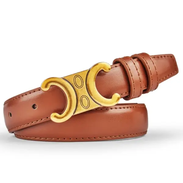 Fashion Women's Genuine Leather Belt with Gold Buckle