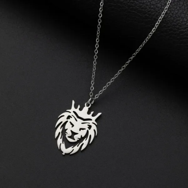 Lion Head Round Medal Pendant Necklace - Image 40