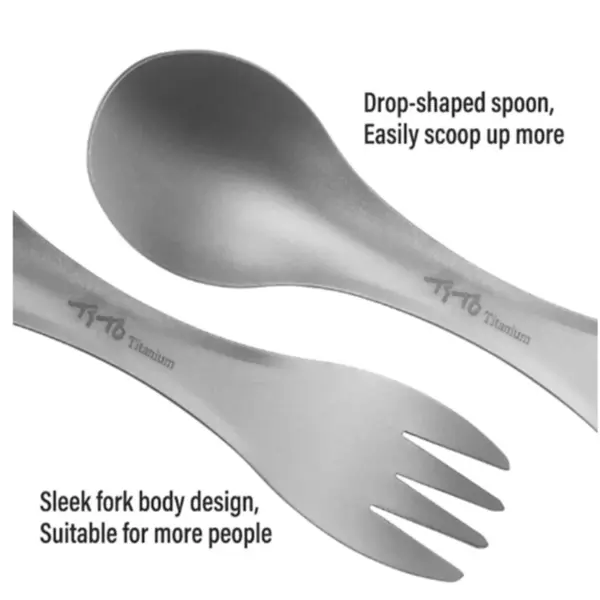 2Pcs Titanium Dual-Use Spork Set - Image 3