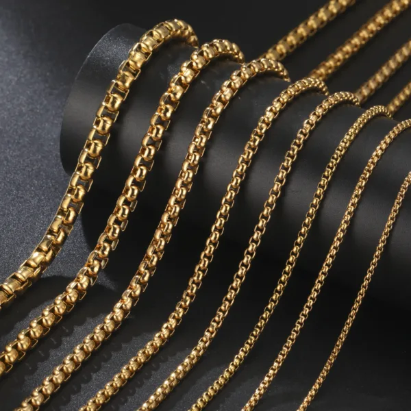 Stainless Steel Gold Box Chain Necklace