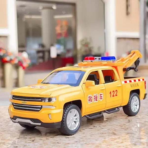 1/32 Diecast Alloy Rescue Trailer Car Toy