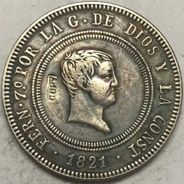 Fernando VII Silver Plated Copy Coin 34mm - Image 3