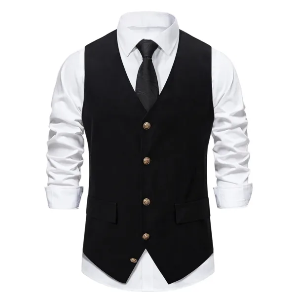 Men's Slim V-neck Wedding Waistcoat Jacket - Image 4