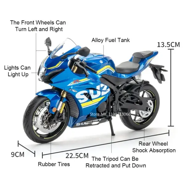 1:9 Suzuki GSX-1000R Diecast Motorcycle Model - Image 2