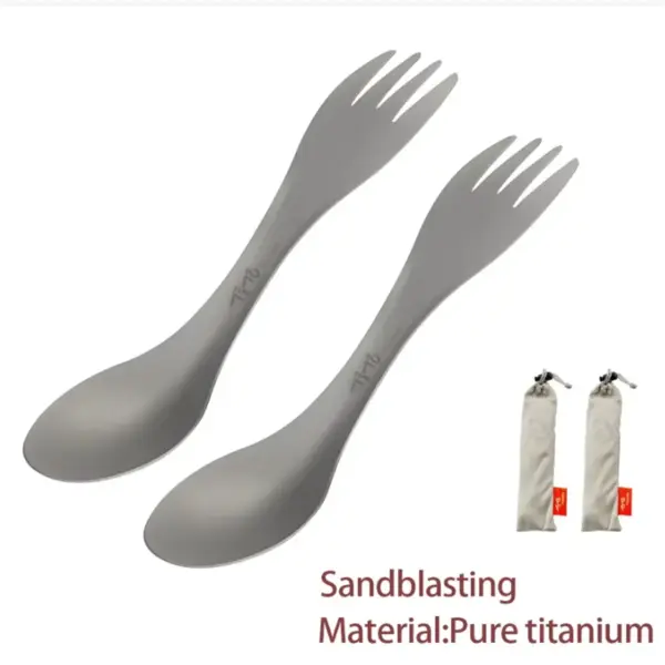 2Pcs Titanium Dual-Use Spork Set - Image 2