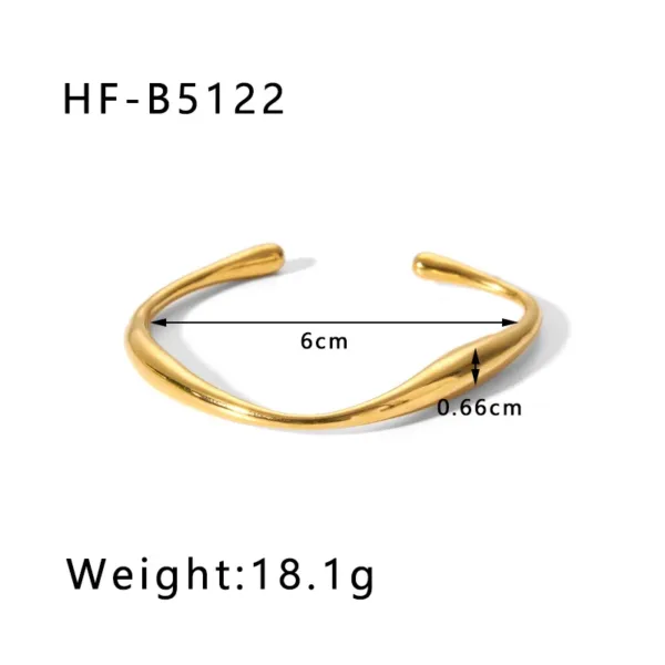 18K Gold Plated Geometric Bangle for Women - Image 7