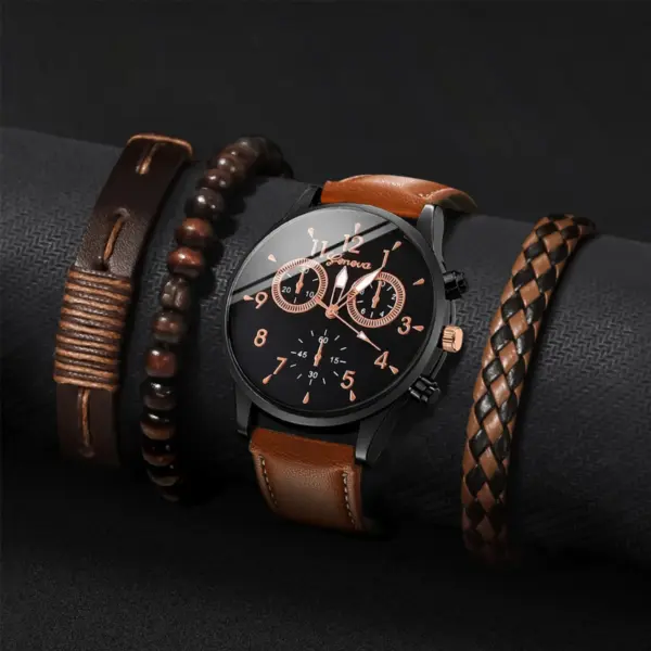 4PCS Fashion Quartz Watch and Bracelet Set - Image 2