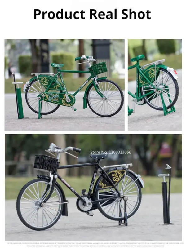 1/10 Scale Retro Bicycle Model Toy with Steerable Wheels - Image 6