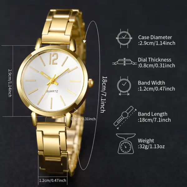 6PCS Women's Gold Jewelry Set with Watch - Image 5