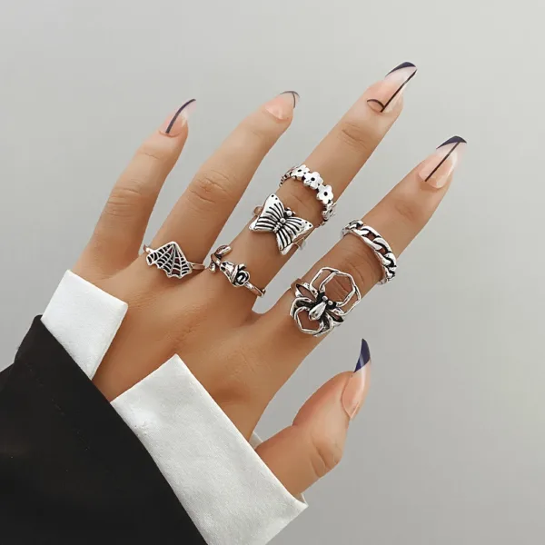 Skull Rings Set Vintage Gothic for Women - Image 12