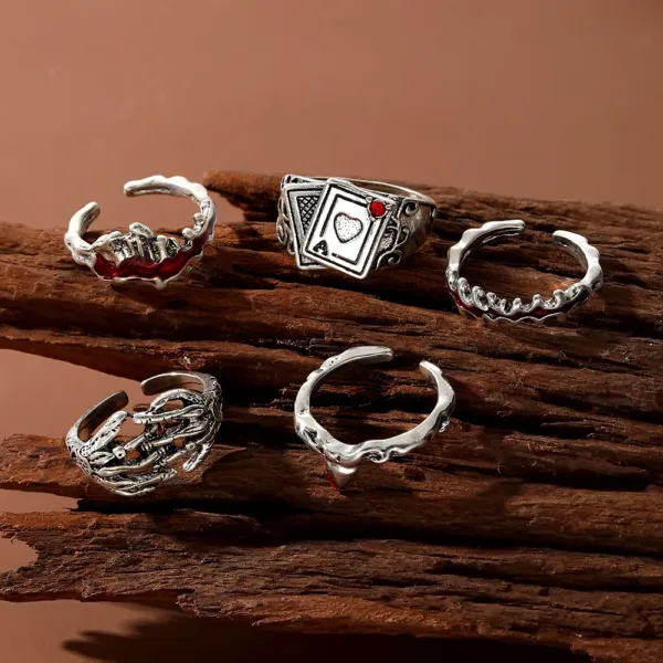 Punk Palm Hollow Ring Set for Unisex - Image 2