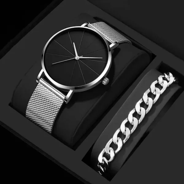 Men's Stainless Steel Quartz Wristwatch Silver