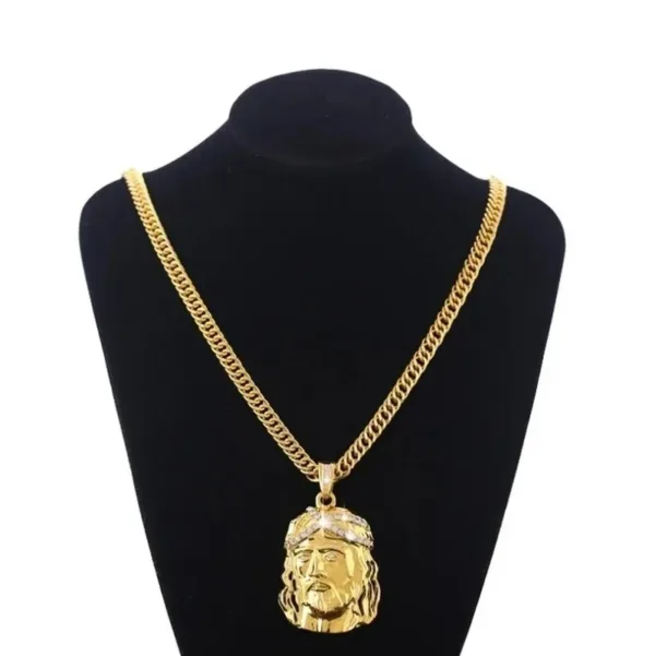 Christian Bling Jesus Head Pendant Necklace - Image 3