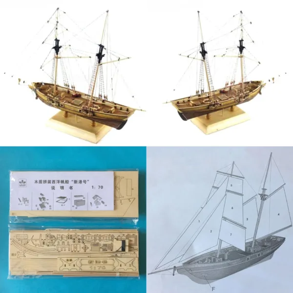 1:70 Scale Wooden Sailing Boat Model Kit