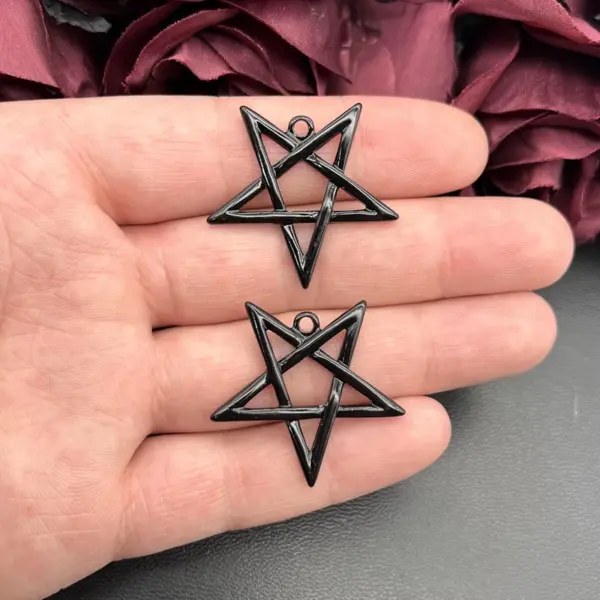 5pcs Silver Black Pentagram Charms for Jewelry - Image 3