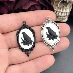 4pcs Gothic Raven Charms for Jewelry Making