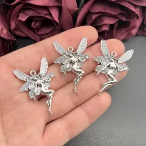 5pcs Silver Butterfly Fairy Angel Charms