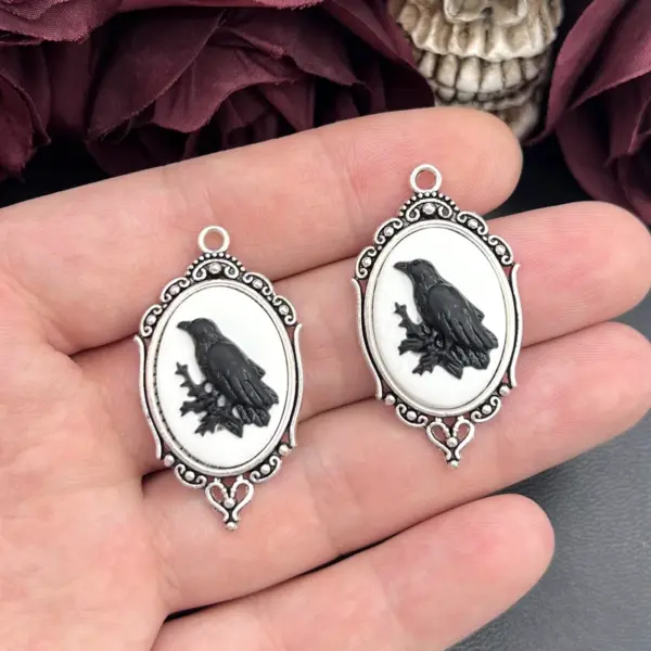 4pcs Gothic Raven Charms for Jewelry Making - Image 4