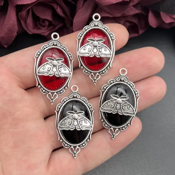 Silver Plated Moon Moth Charms Set of 4 - Image 2
