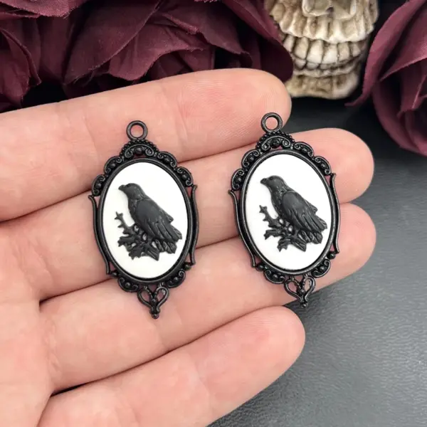 4pcs Gothic Raven Charms for Jewelry Making - Image 3