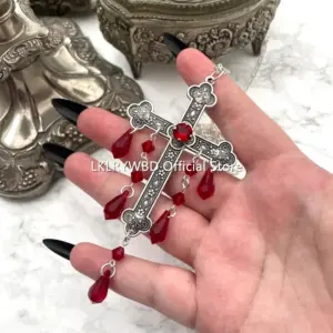 Gothic Cross Necklace with Red Drops 10 A9980f17aab2b42dabb93b7684db4566b0