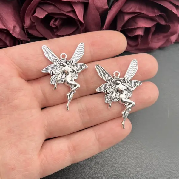 5pcs Silver Butterfly Fairy Angel Charms - Image 2