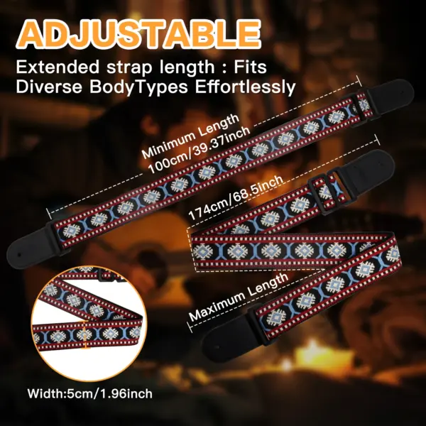 Premium Adjustable Guitar Strap with Picks and Washers - Image 2