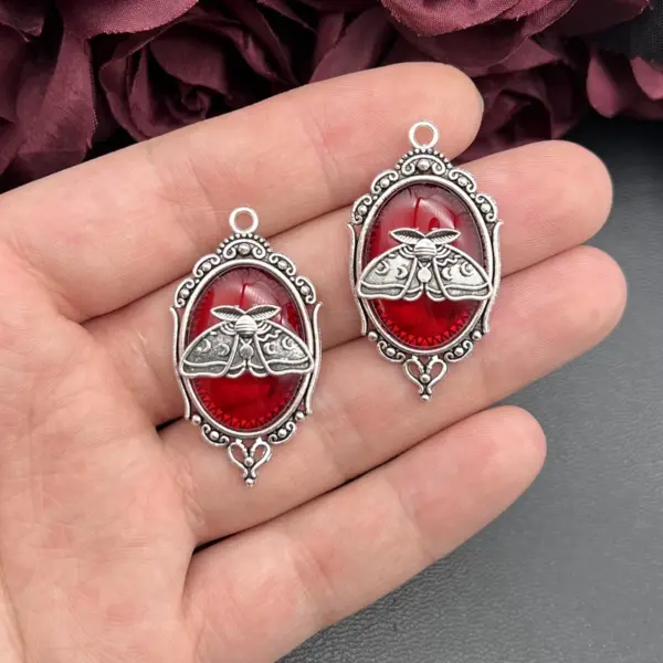 Silver Plated Moon Moth Charms Set of 4 - Image 3