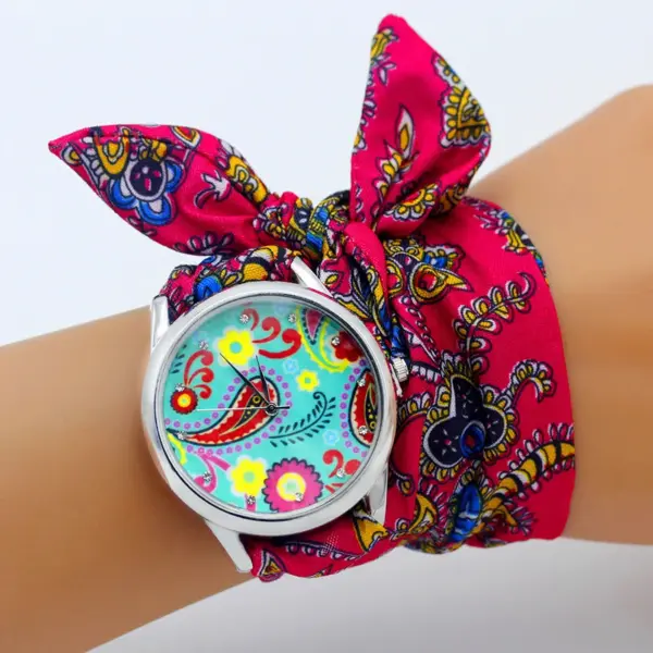 Ladies Flower Fabric Wristwatch Fashion Style - Image 10