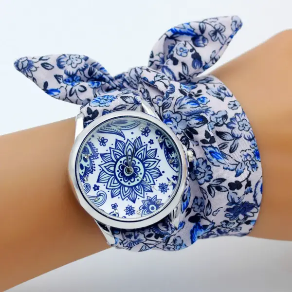 Ladies Flower Fabric Wristwatch Fashion Style - Image 15
