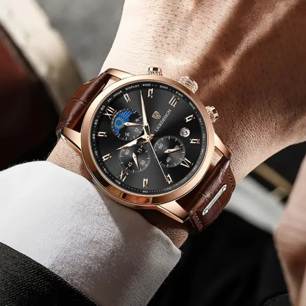 LIGE Mens Waterproof Quartz Chronograph Watch - Image 5