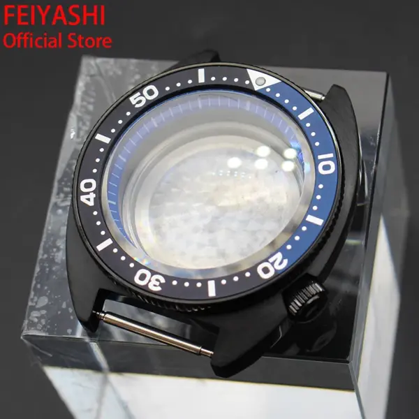 Black 41mm Men's Diving Watch Case for Seiko - Image 4