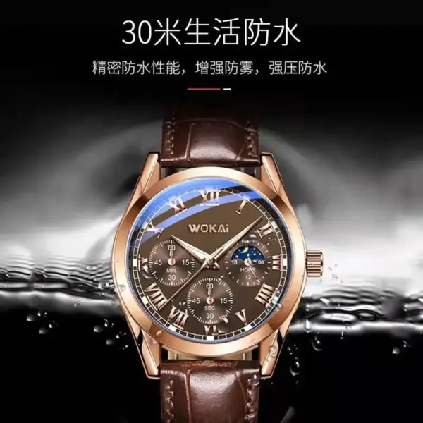 Men's Luxury Water-Resistant Leather Watch - Image 3