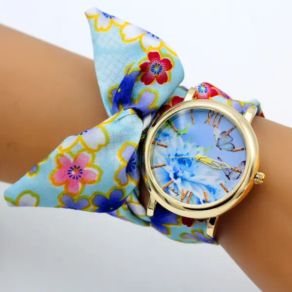 Shsby Floral Fabric Strap Women's Quartz Watch - Image 13